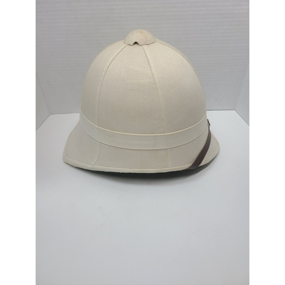 Vintage British Military Pith Vietnam Sun Helmet Hat Safari Tan Twill Cover - Picture 4 of 15